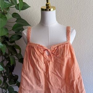 Old Navy Blossom Petal XL Camisole 100% Cotton Lace Trim Bow Adjustable Strap
